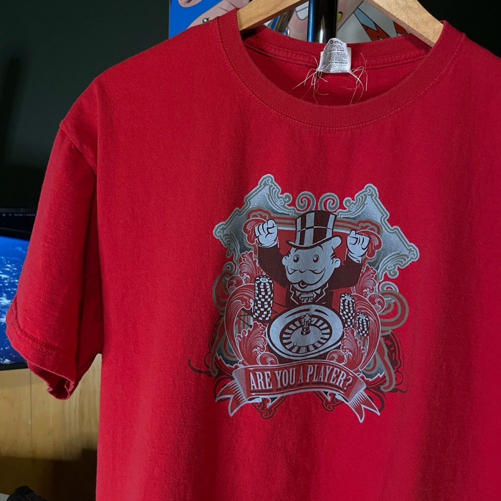 Vintage red Monopoly are you a player? Shirt mens size XL